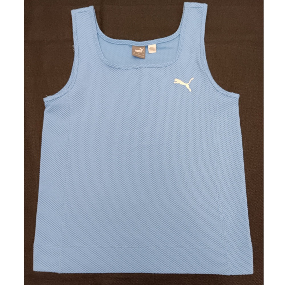 NEW Puma HER Slim‎ Tank Top Day Dream Light Blue Waffle Knit Square Neck Small